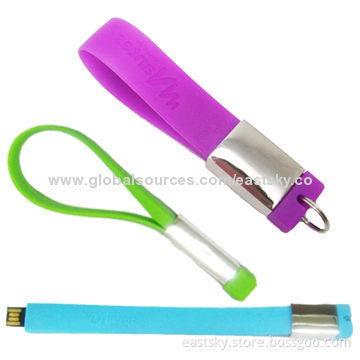 Bracelet keyring USB Drive with Silicone Keyring, OEM Orders are Accepted, Capacity of 64MB to 32GBNew